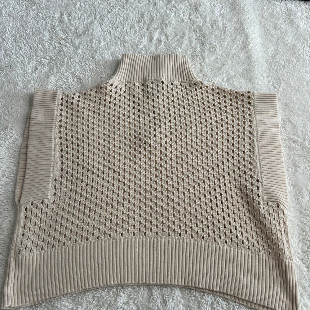 Varley Womens Half Zip Knit Cream Sz L Cotton Preppy Old Money Rich Country Club - Picture 2 of 7